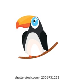 Cute toucan on white background