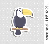 Cute toucan sticker vector illustration. flat design.