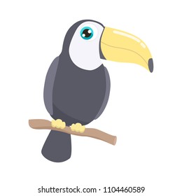 Cute toucan vector illustration. flat design.