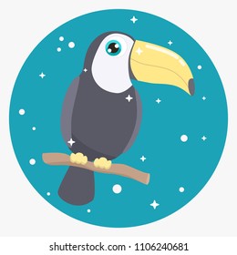 Cute toucan vector illustration. flat design.