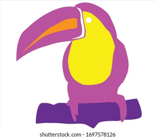 Cute Toucan vector illustration.  Isolated on white background.