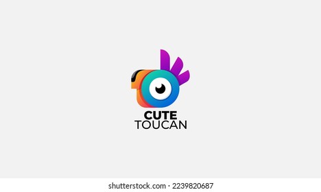 Cute toucan vector logo design illustration icon