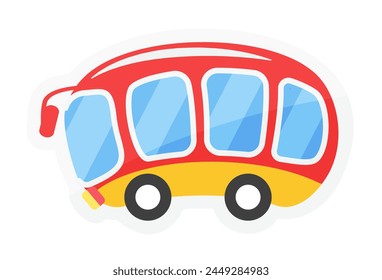 Cute tourist bus for travel, public transport and abstract travel sticker vector illustration