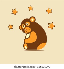 Cute toy bear. Vector illustration.