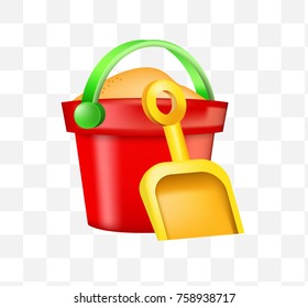 Cute Toy Bucket and Spade Icon on Transparent Background . Isolated Vector Illustration  - Powered by Shutterstock - Get 15% off with code: PIKWIZARD15