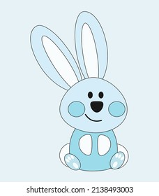 Cute toy bunny on a blue background