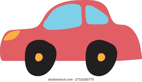 Lindo coche de juguete plano dibujado a mano Ilustración vectorial para niños
