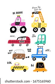 Cute toy car set. Baby design.