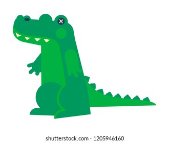 Cute toy dinosaur on white background. Vector flat illustration