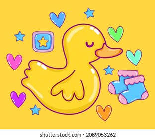  cute toy duck illustration vector