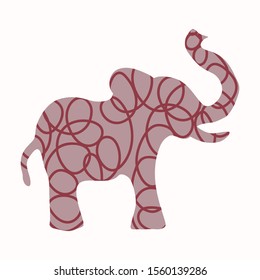 Cute Toy Elephant Clipart Vector Motif. Kids Safari Animal with Fun Playful Polka Dot Pattern. Hand Drawn for Gender Neutral Baby, Nursery and Kid Decor. Kawaii Wildlife Zoo Illustration Vector Eps 10