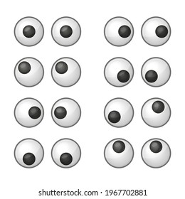 Cute Toy Eyes Set on White Background. Vector