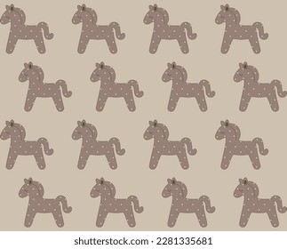 Cute toy horse seamless pattern. Baby patch design. Vector illustration.