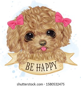 Cute Toy Poodle watercolor for printing