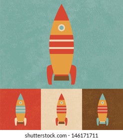 Cute Toy Rocket | Cartoonish Design | Vintage Style