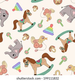 Cute toy seamless pattern made in vector