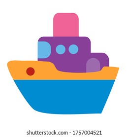 cute toy ship, isolated object on a white background, vector illustration, eps