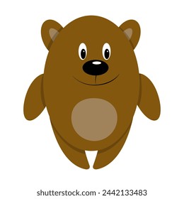 Lindo osito de peluche. Oso de peluche marrón. Estilo de dibujos animados planos. Dibujado a mano ilustración vectorial sobre un fondo blanco para el diseño de la tarjeta, impresión en la ropa, banner, interior de la habitación de los niños.