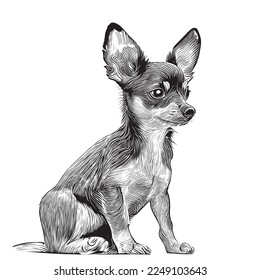 Cute toy terrier dog portrait hand drawn sketch Pets Vector illustration