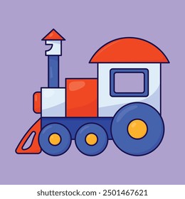 Cute toy train vector icon. toy train illustration. Plastic train toy icon