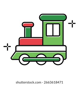 Icono lindo del Vector del tren del juguete para el regalo y la decoración del Festiva del invierno