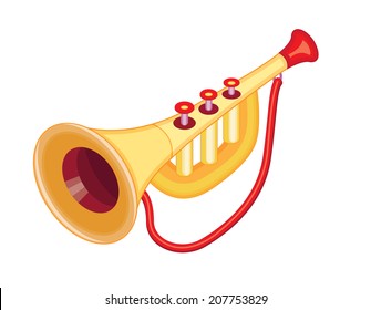 cute toy trumpet (vector illustration)