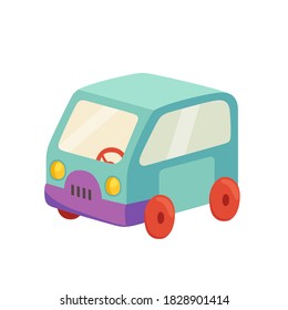 Cute toy van in cartoon style. Concept of toys for a child.