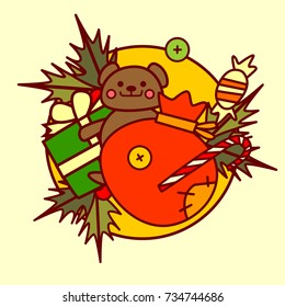 Cute Toys Icon Merry Christmas And Happy New Year Concept Winter Holidays Hand Drawn Collection Vector Illustration