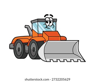 Cute tractor with front blade for pushing soil and debris