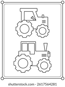 Cute tractor suitable for children's coloring page vector illustration