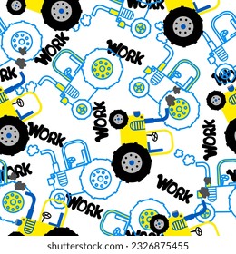 Cute tractor  and vehicle .tractor pattern design for kids clothing ,card, fabric.tractor truck abstract seamless pattern