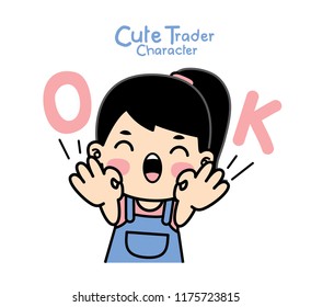 cute trader character design.