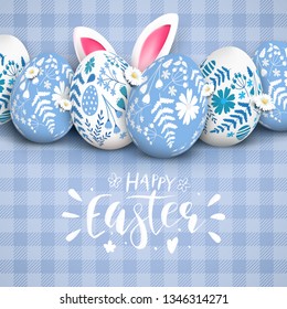 Cute traditional Easter template with Easter eggs with floral pattern