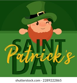 Cute traditional irish elf with hat Saint patrick day poster Vector