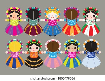 Girls Wearing Old Traditional Clothes Some Stock Vector (Royalty Free ...