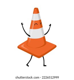 Cute Traffic Cone carácter vector Ilustración en estilo de diseño moderno. Idóneo para muchos fines.