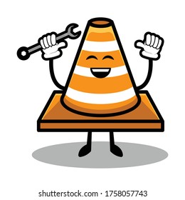 Cute traffic cone mascot design illustration