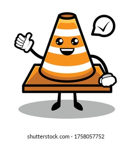 Ilustración de diseño de la mascota de conos de tráfico