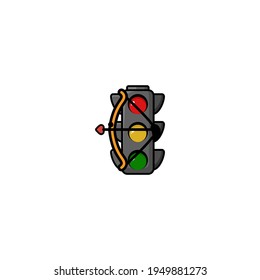 Cute Traffic Light Cartoon Character Vector Illustration Design. Outline, Cute, Funny Style. Recomended For Children Book, Cover Book, And Other.