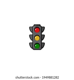 Cute Traffic Light Cartoon Character Vector Illustration Design. Outline, Cute, Funny Style. Recomended For Children Book, Cover Book, And Other.