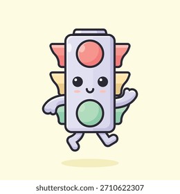 Lindo semáforo Mascota Corriendo – Carácter de seguridad vial de Kawaii