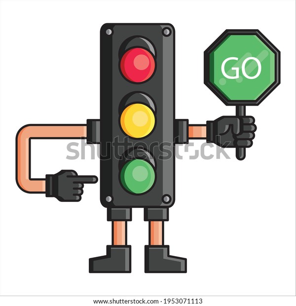 Cute traffic light vector give instructions to go,\
green light