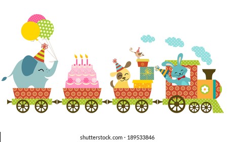 Cute Train For Birthday Design