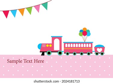 cute train cartoon greeting card vector