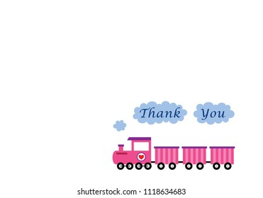 cute train cartoon happy birthday thank you card vector. birthday thank you card with train graphic illustration.