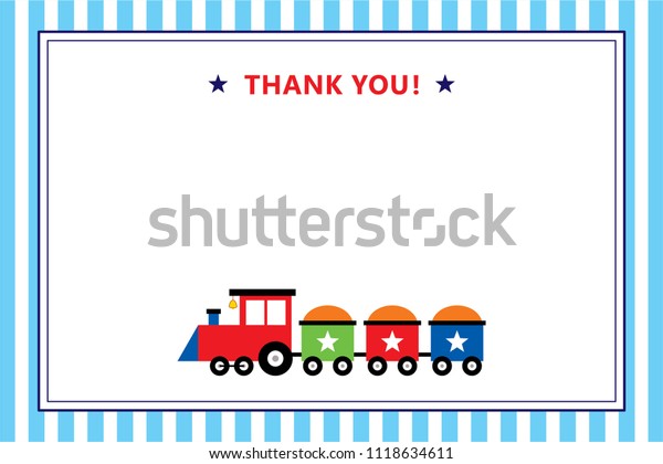 カワイトな電車の漫画の誕生日ありがとうカードベクター画像 列車のグラフィックイラストを持つバースデーカード のベクター画像素材 ロイヤリティフリー