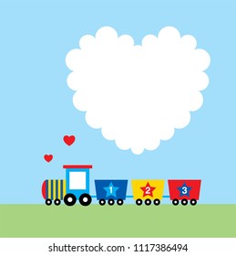 cute train cartoon valentine greeting card vector. cute train love card.