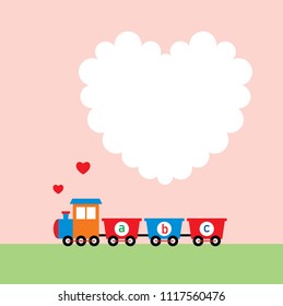 cute train cartoon valentine greeting card vector. cute train love card.