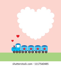 cute train cartoon valentine greeting card vector. cute train love card.