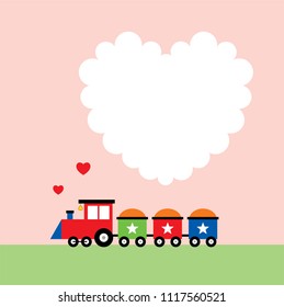 cute train cartoon valentine greeting card vector. cute train love card.